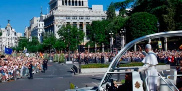 León XIV cierra su segundo día en España con misa de Corpus Christi y encuentro cultural en Madrid